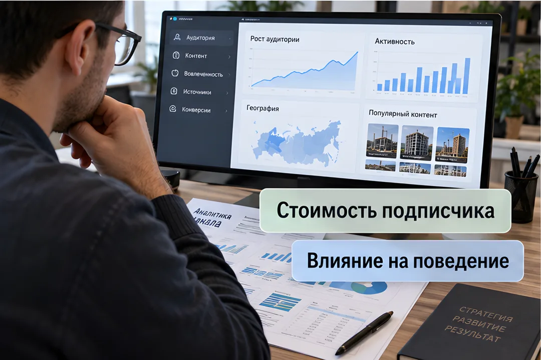 Аналитик оценивает эффективность канала в мессенджере, изучая стоимость привлечения подписчика и его вовлеченность.
